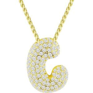 Bubble Letter Necklace C Necklaces Rhinestone